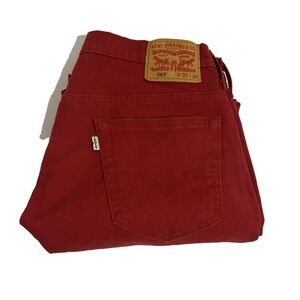 Levis 569 Loose Straight Leg Red Jeans Mens 32 x 30 More Room in Seat Thighs